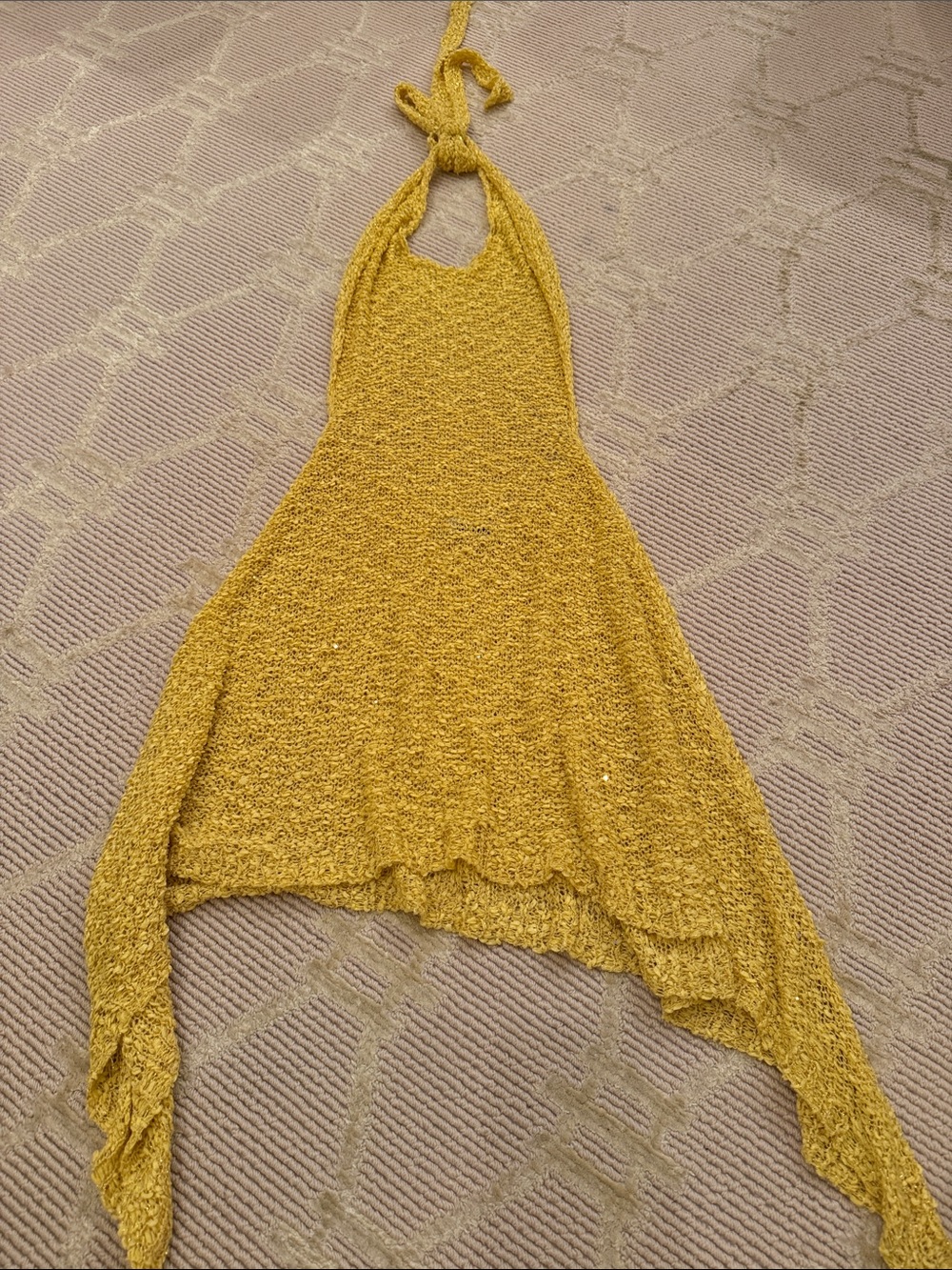 Guizio Mustard Yellow Knit Halter Women’s Sweater dress xs